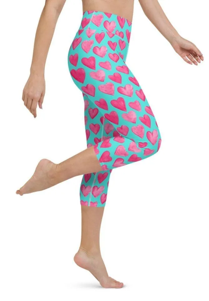 Pink Hearts Yoga Capris