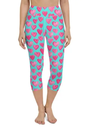 Pink Hearts Yoga Capris