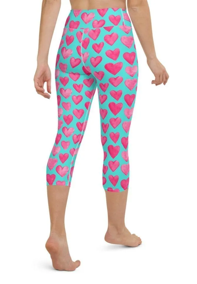 Pink Hearts Yoga Capris