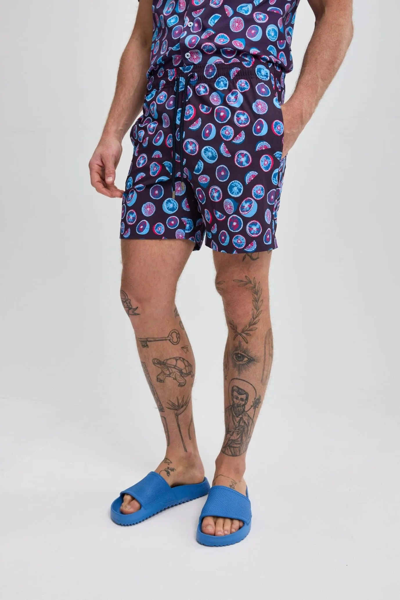 Purple Citrus Print Swimshort