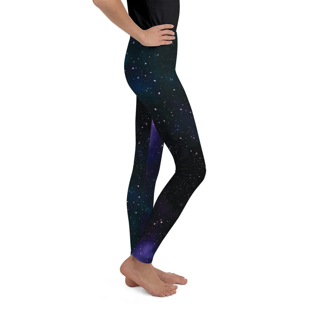 Purple Galaxy Youth Leggings