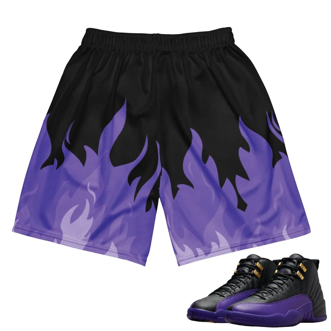 Retro 12 Field Purple Flesh Mesh Shorts