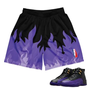 Retro 12 Field Purple Flesh Mesh Shorts