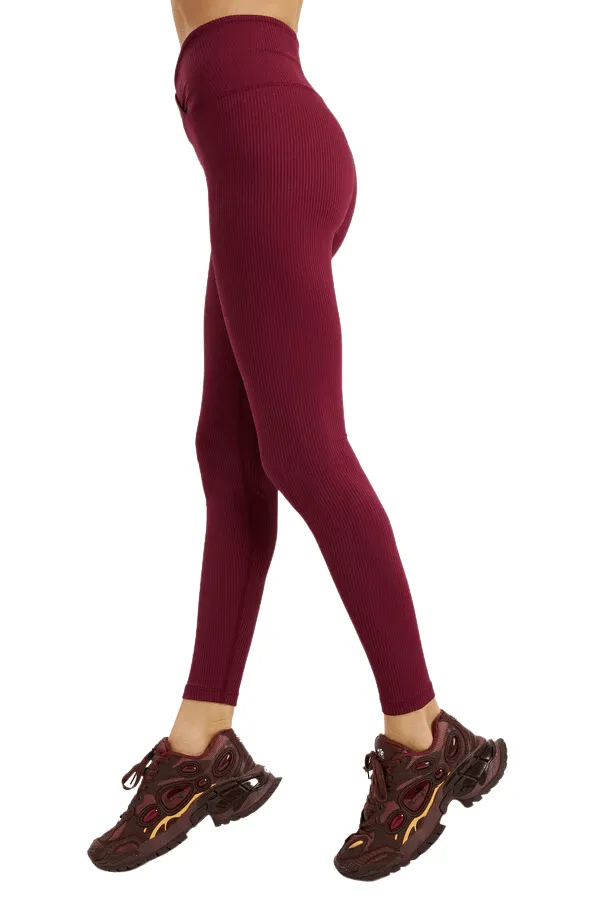 Ribbed Veronica Legging - Dark Cherry