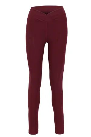 Ribbed Veronica Legging - Dark Cherry