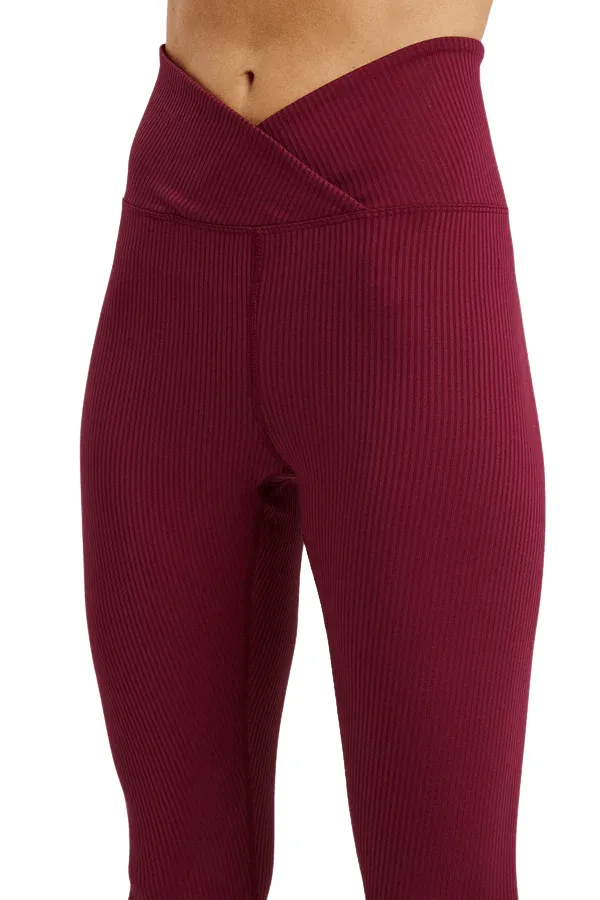 Ribbed Veronica Legging - Dark Cherry