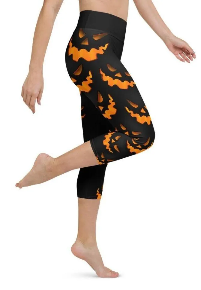 Spooky Pumpkin Halloween Yoga Capris