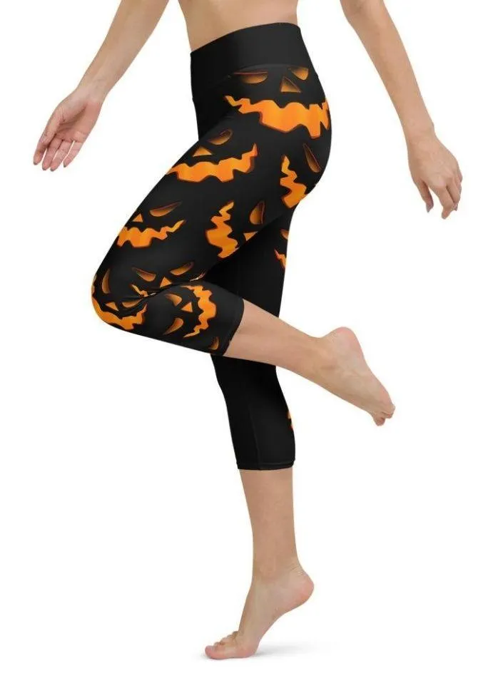 Spooky Pumpkin Halloween Yoga Capris