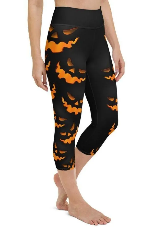 Spooky Pumpkin Halloween Yoga Capris