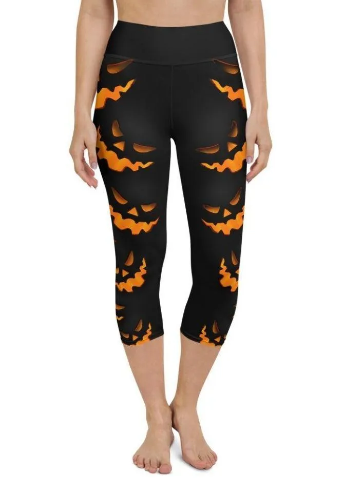 Spooky Pumpkin Halloween Yoga Capris