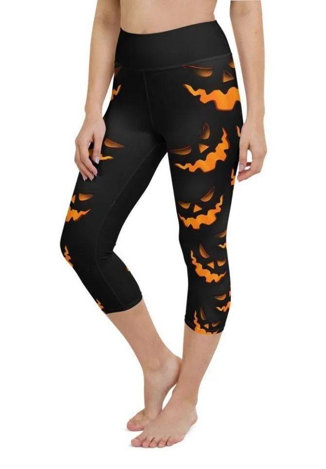 Spooky Pumpkin Halloween Yoga Capris