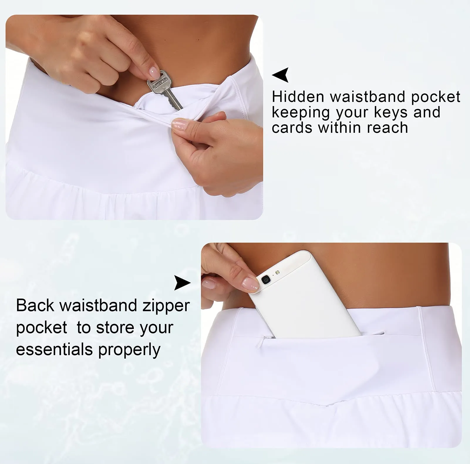 THE GYM PEOPLE Womens High Waisted Running Shorts Quick Dry Athletic Workout Shorts with Mesh Liner Zipper Pockets (White, X-Large)