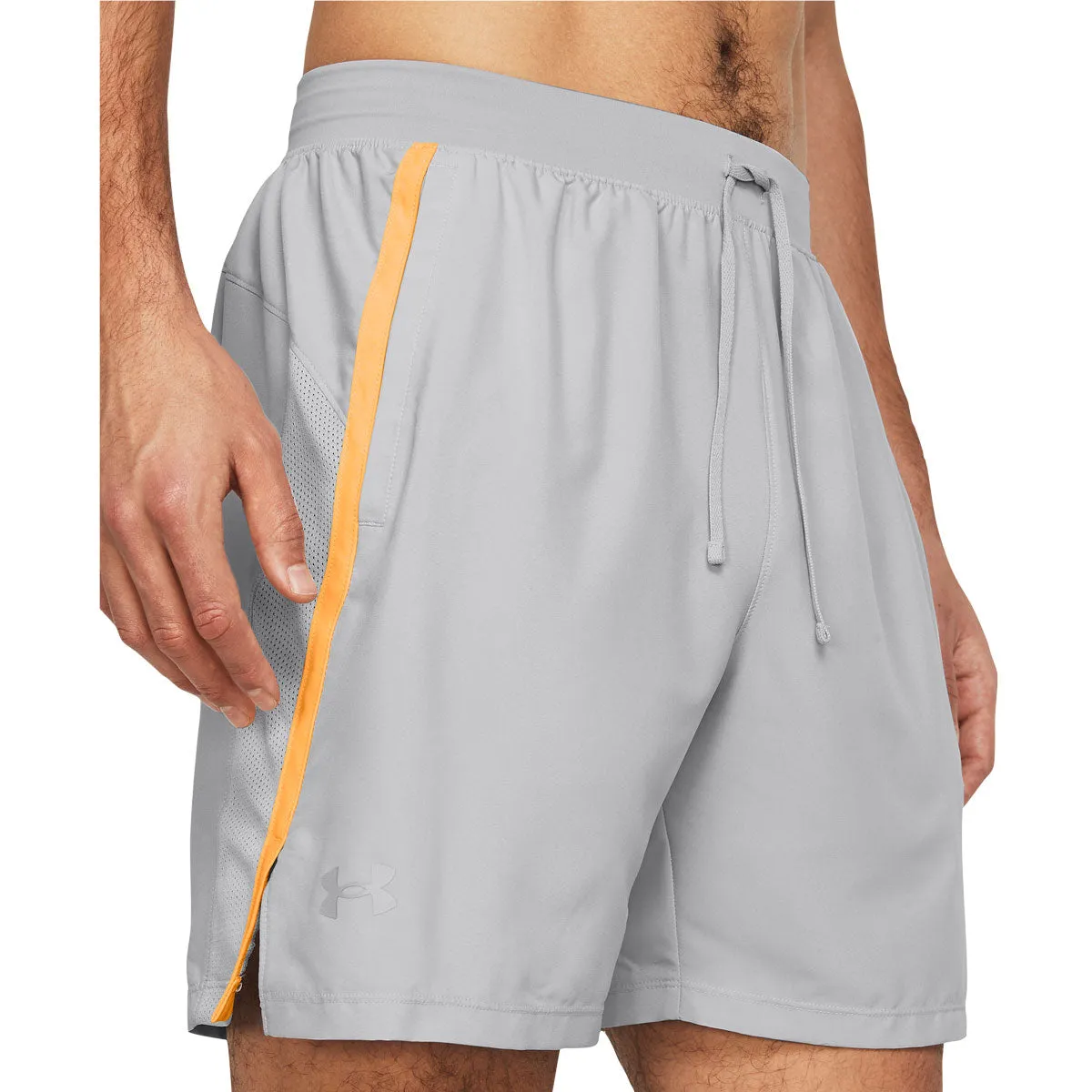 Under Armour Launch 7 inch Unlined Running Shorts - Mens - Mod Grey/Nova Orange/Reflective