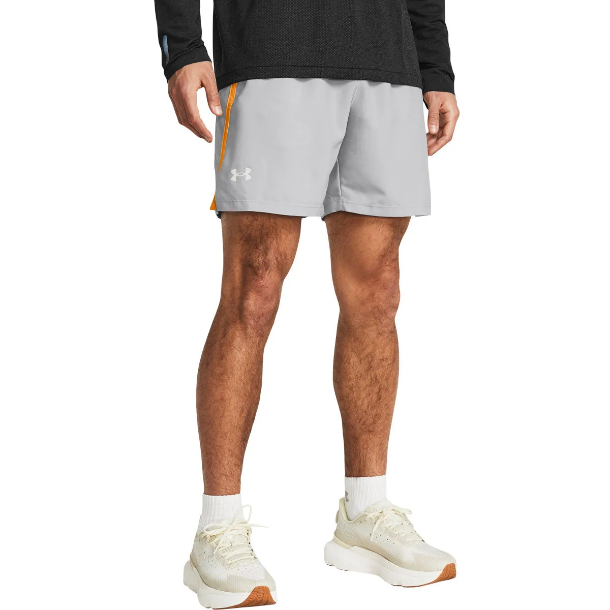 Under Armour Launch 7 inch Unlined Running Shorts - Mens - Mod Grey/Nova Orange/Reflective