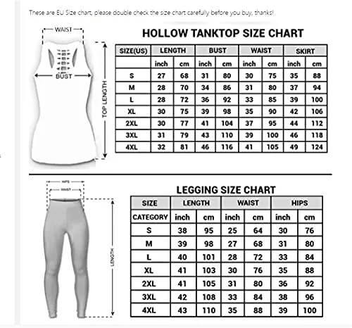 UNEMAIL 3D Printed Sunflower Skull Hollow Tanktop And Leggings Set, Women Sexy Vest Yoga Leggings Jogger Sets tanktops n leggings M