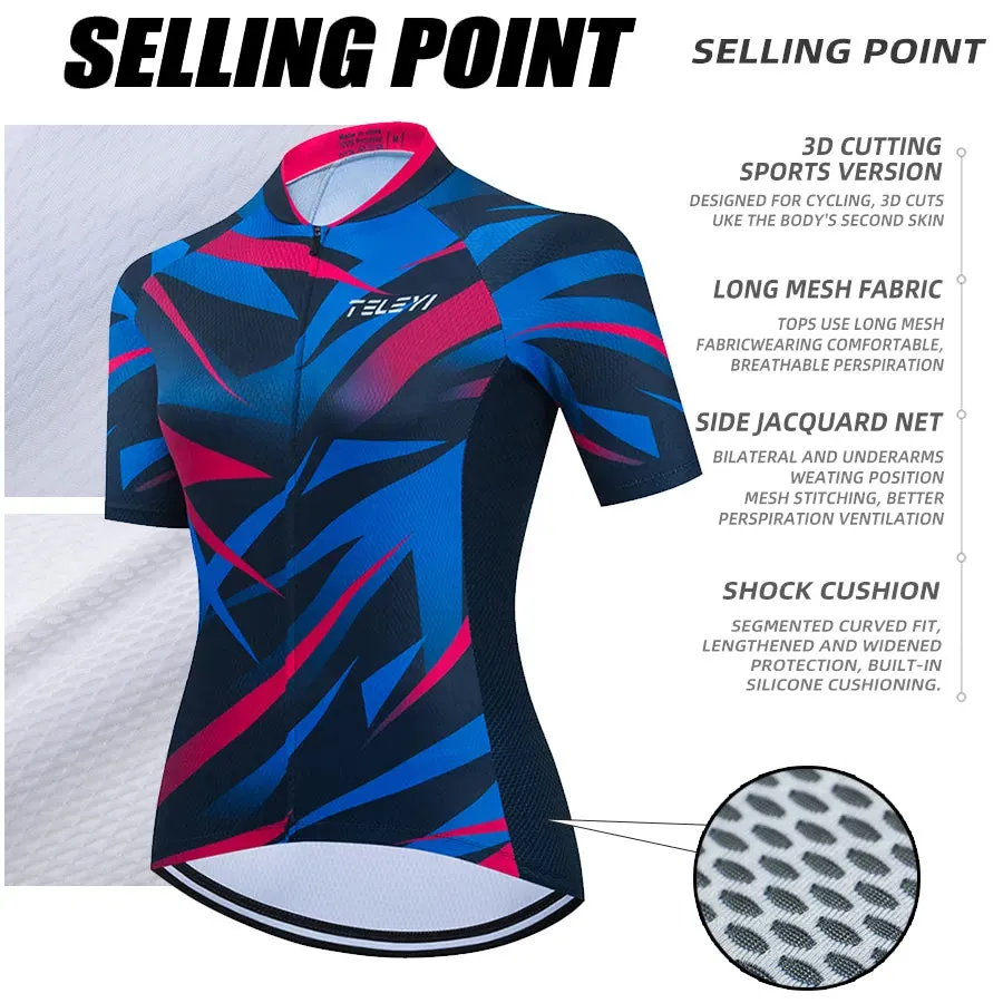 Women Cycling Jersey Set 2023 Summer Breathable Short Sleeve Cycling Clothing Quick-Dry MTB Bike Cycling Clothes Suit