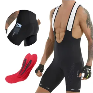 X-TIGER Cycling Bib Shorts 5D Gel Pad Mountain Bike Shorts Bretelle Pockets Outdoor Breathable UPF50  Bike Tight Bicycle Shorts