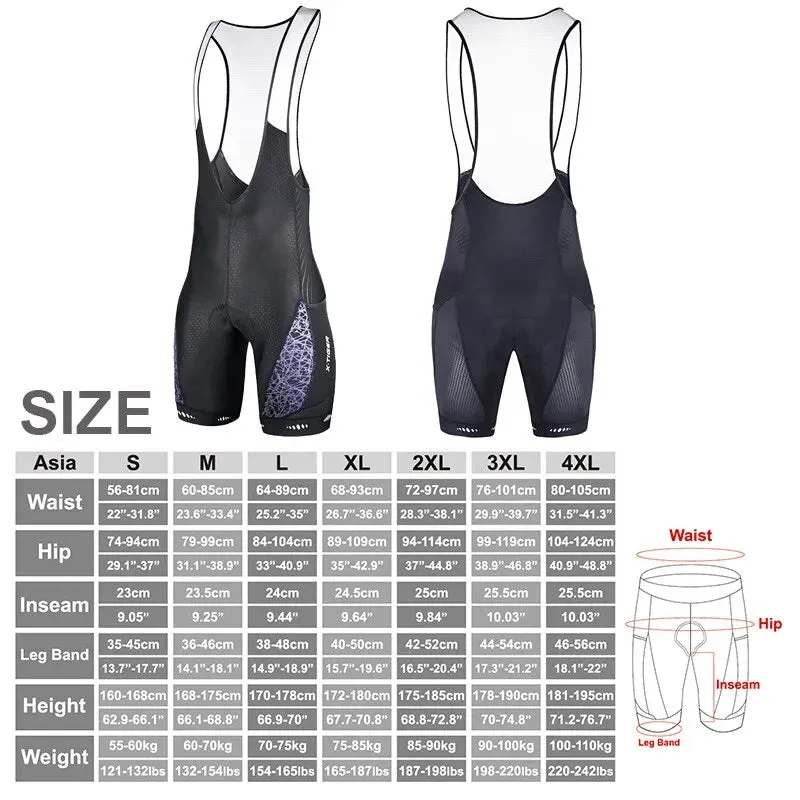 X-TIGER Cycling Bib Shorts 5D Gel Pad Mountain Bike Shorts Bretelle Pockets Outdoor Breathable UPF50  Bike Tight Bicycle Shorts